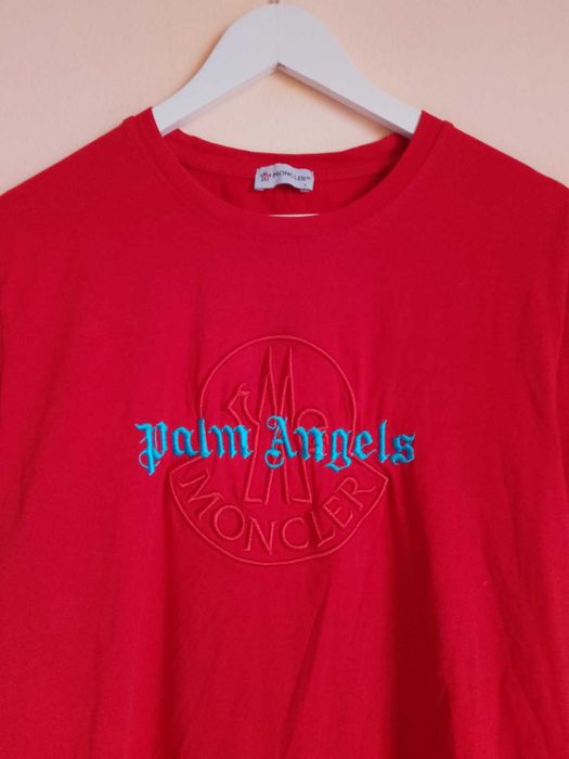 Tricou rosu cu inscriptionare Palm Angels Moncler