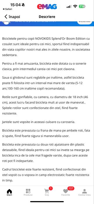 Bicicleta copii 18 inch