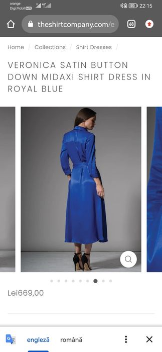 Rochie camasa model Veronica Albastru Regal