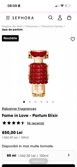 PACO RABANNE Fame in Love PARFUM Elixir 80ml, Extract de parfum, TOP