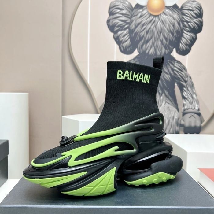 Balmain Futuristic Sock Sneaker - Black/Neon Green