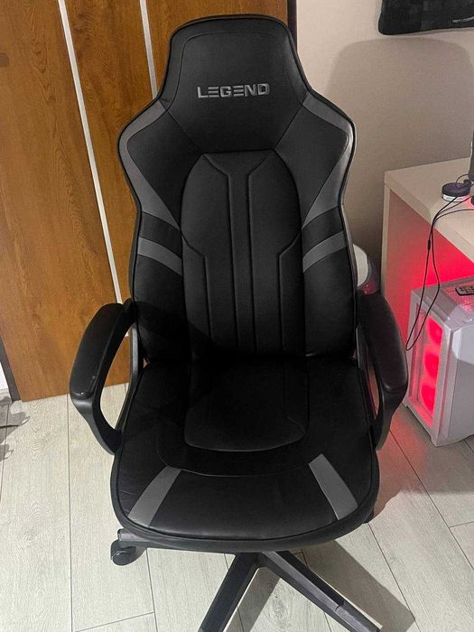 Scaun - gaming FJELSTED imitație piele negru/gri Gaming chair