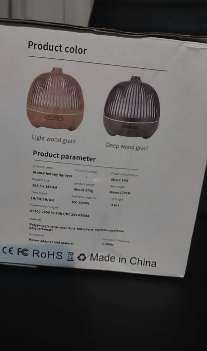 Difuzor de Aromaterapie cu LED – Design Imitatie Lemn, 300–500 ml, 7 C