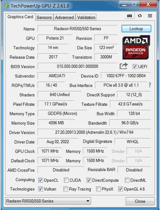 НОВА! Видеокарта SAPLOS Radeon RX 550 4GB GDDR5 128-bit