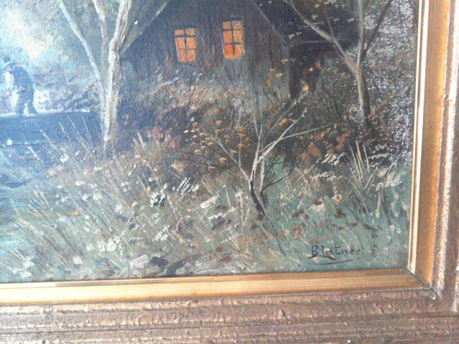 Tablou vechi, pictură flamandă, semnat B. Latner în ramă de epocă, U/C