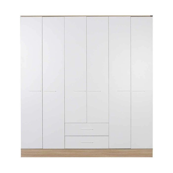 Dulap Haine Adore Base, 6 usi, 2 sertare, Alb, 206x224x52 cm - Alb