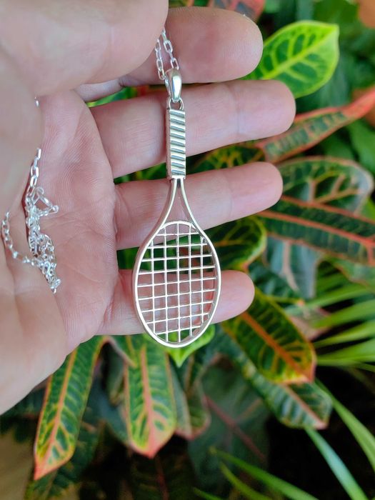 Сребърно тенис колие, подарък за тенесист, подарък за треньор по тенис