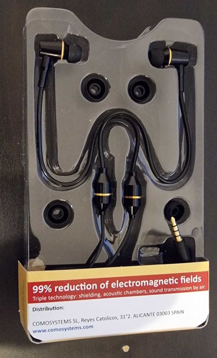 Casti audio cu fir, in ear, 99% reducere a campului electromagnetic