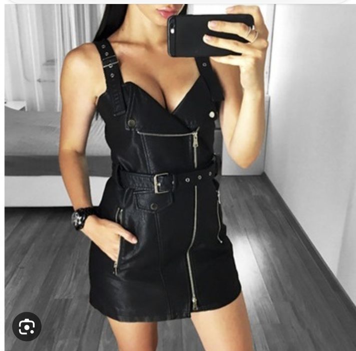 Кожанная рубашка. Кожаный сарафан. Новые вещи дёшево.