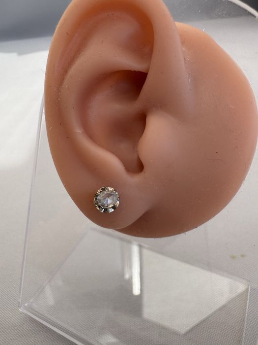 Cercei din aur 14 k si diamante rose cut