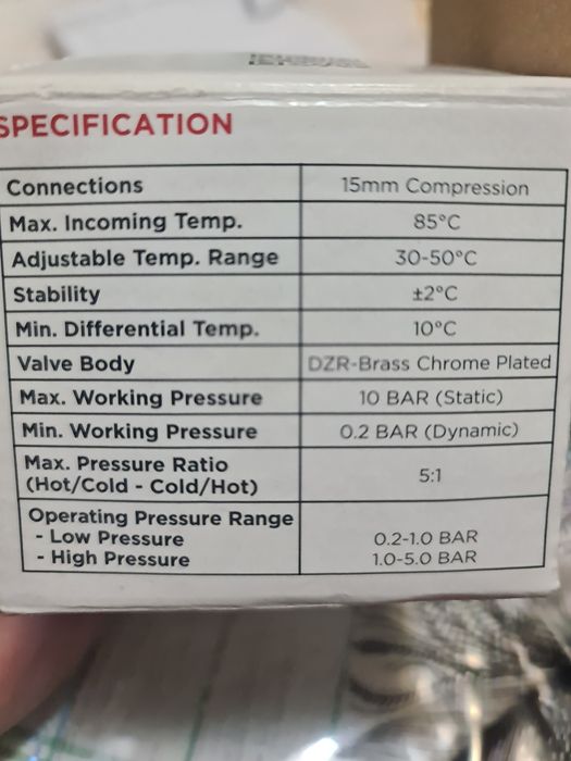 Vând Vana termostatică BOSS 15mm UK – completă, originală,neutilizată