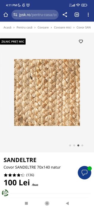 Set 2 covoare iuta Jysk 70*140cm