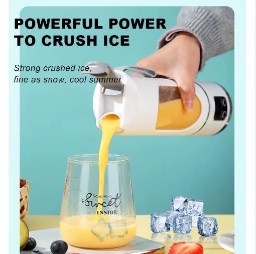Blender Portabil Personal 450 ml – Reincarcabil USB Tip-C, 3 Viteze, Lama din Otel Inoxidabil Ideal pentru Smoothie-uri, Sucuri si Shake-uri Proteice