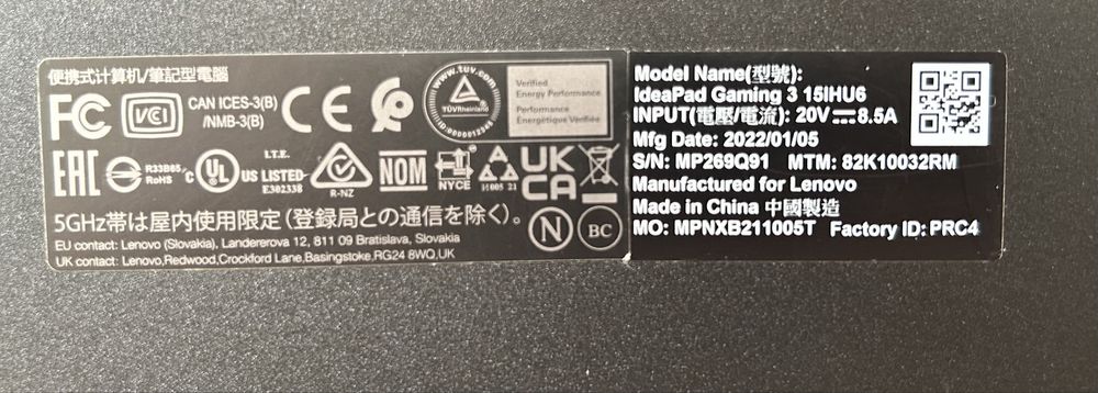 Vand Leptop ideapad gaming 3 15ihu6