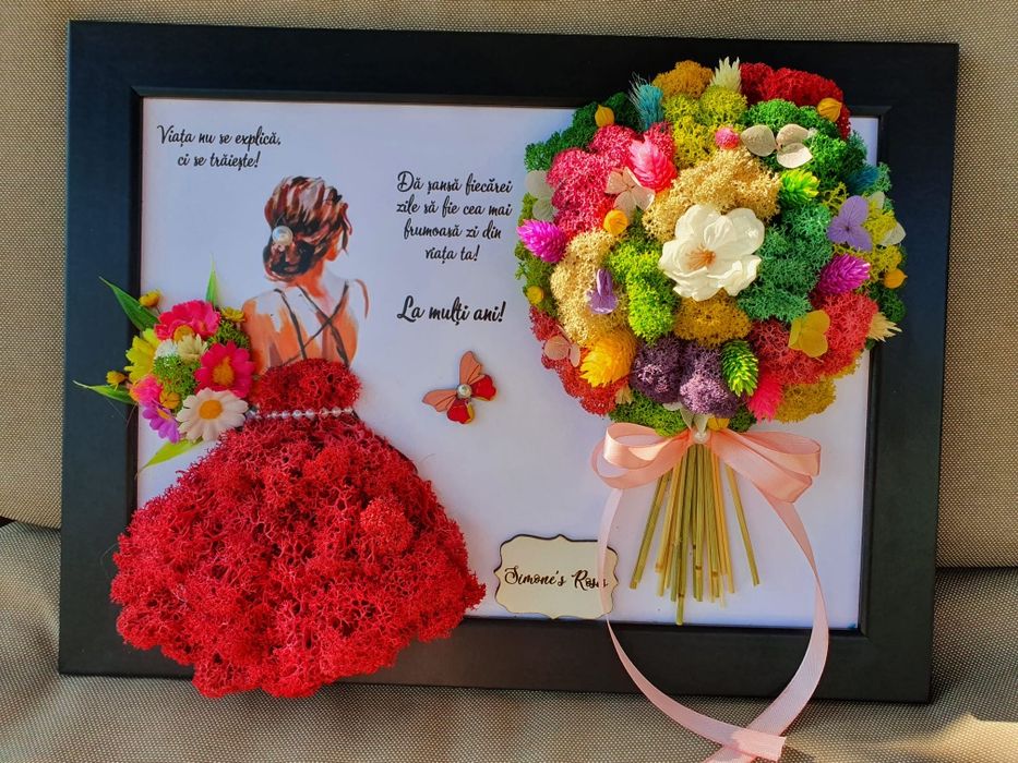Cadouri -diverse modele tablouri cu licheni aniversare si decoratiuni