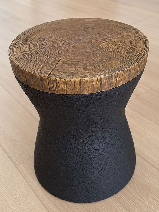 Masa laterala HOMPUS tip clepsidra masuta cafea living terasa gradina 33.5 x 42.7 cm neagra