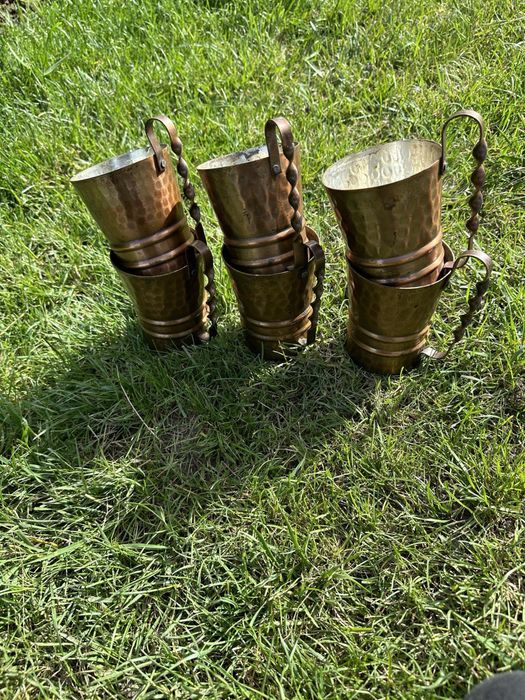 Комплект бакърени  чаши за вино и бира