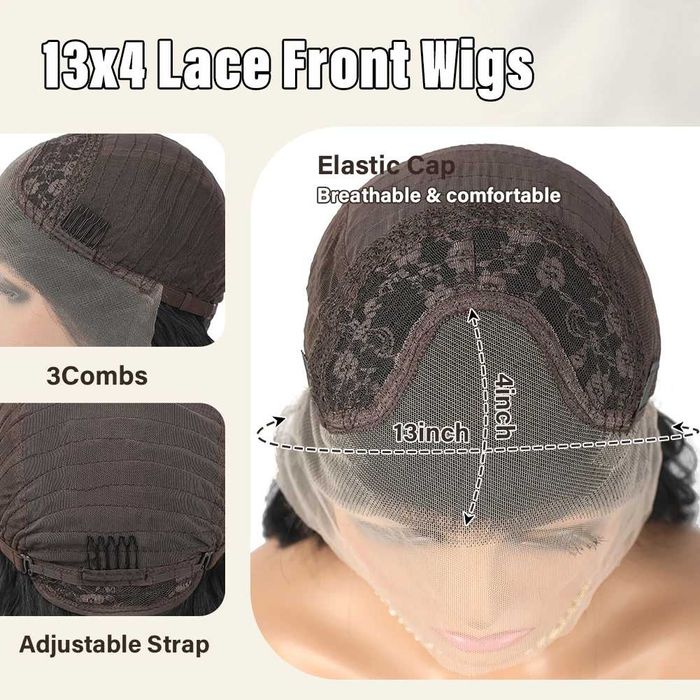 70 см Тъмно кафява дантелена перука на вълни с дантела 13×4