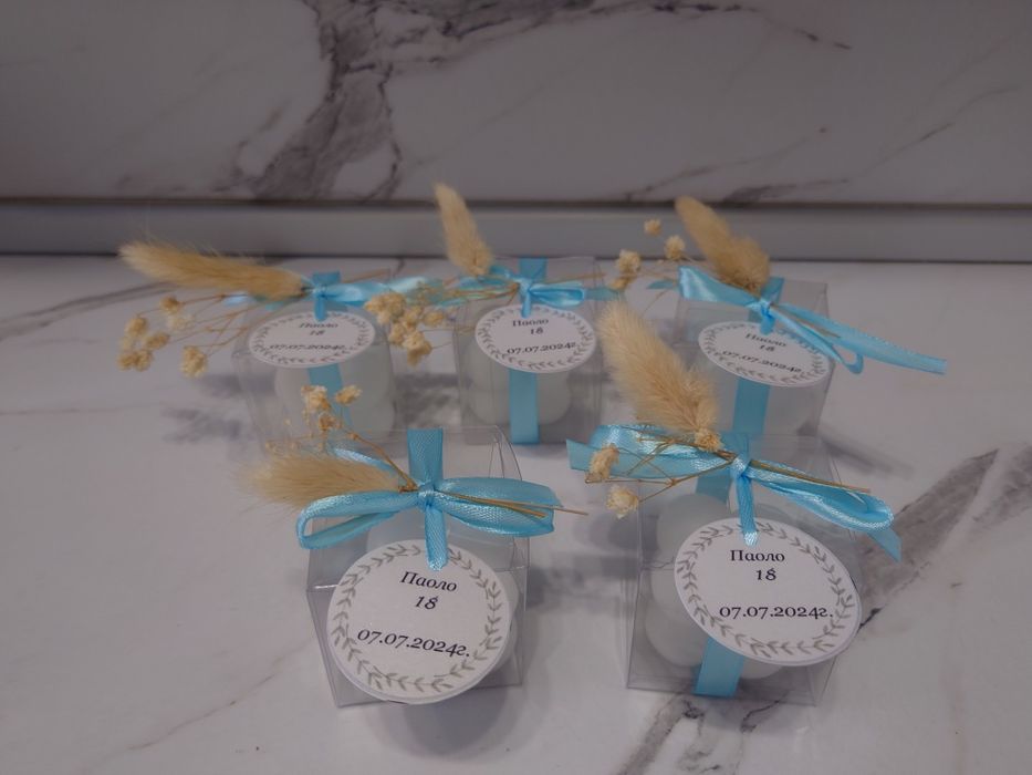 Подаръчета за гости за сватба, кръщене, юбилей, абитуриенти бял или др