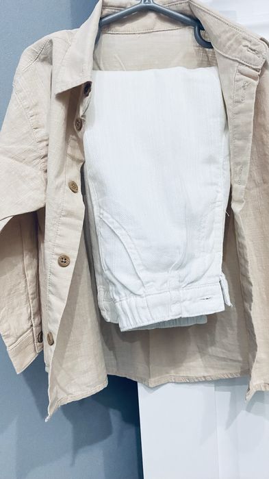 Детский рубашка и брюки белый. Набор.