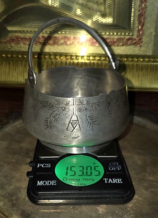 Царизм сахарница Серебро 84 пробы Вес 153 грамм По Цене за 1 грамм