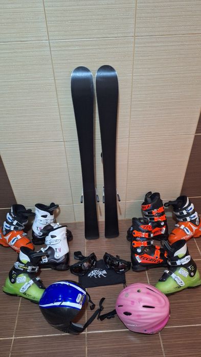 Set schiuri copii 100cm- clapari ski, casca,bete