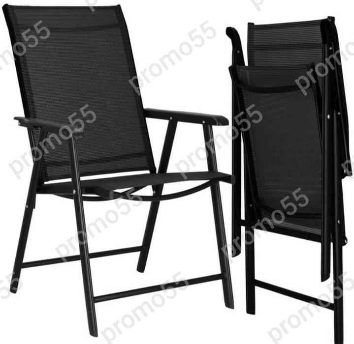 Градински стол метален, сгъваем, максимално тегло 150кг, черен