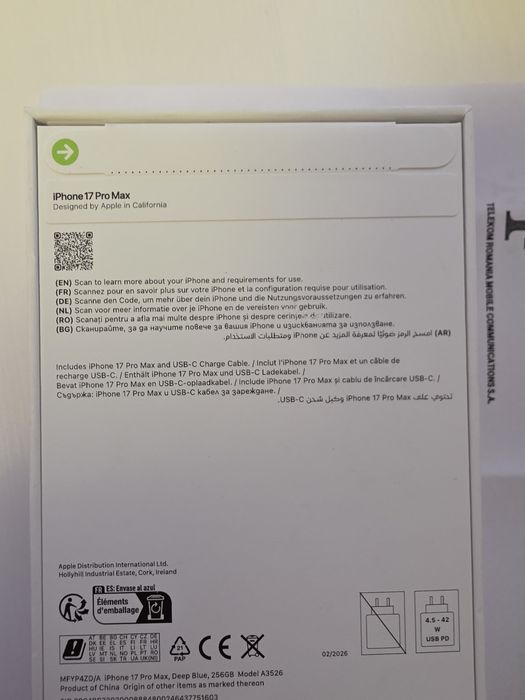 Iphone 17 PRO MAX 256GB sigilat Factura garanție 2ani
