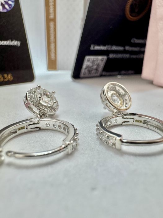 Сребърни обеци с мойсанит (диамант) 0.5 карата