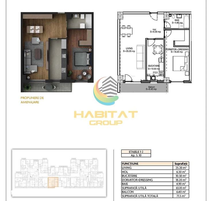 Apartament 2 camere 71 mp la 8 minute de metrou