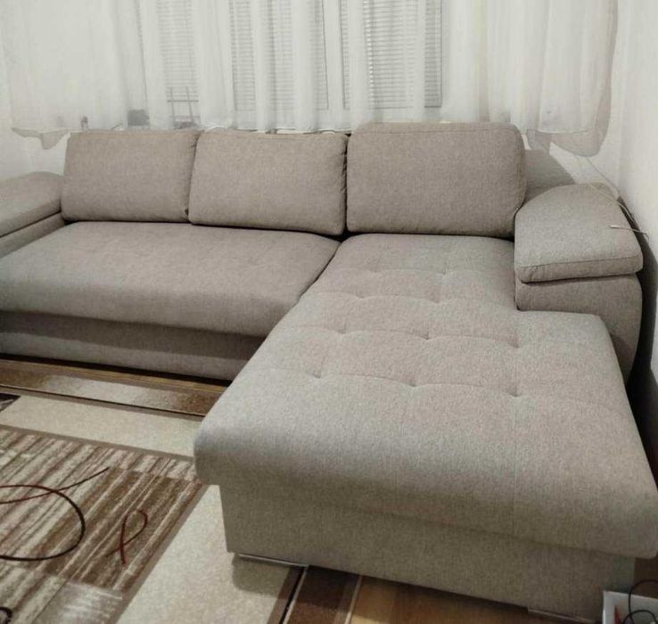 Ъглов диван 295см – функция сън и ракла, като нов