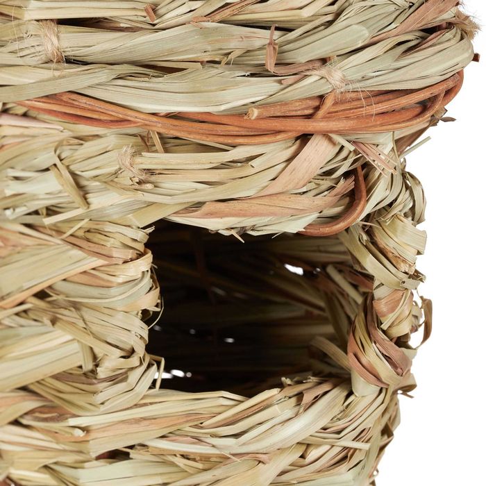 Clopot de vant cu casuta pentru pasari din bambus si paie 67 x 13 cm