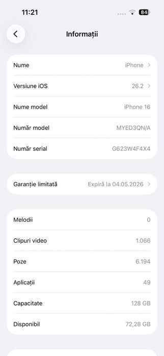 Vand iphone 16 ca nou.