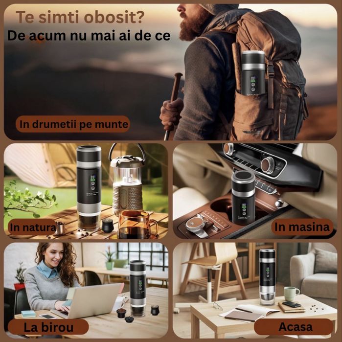 Espressor portabil 3in 1 cu baterie - incalzire automata