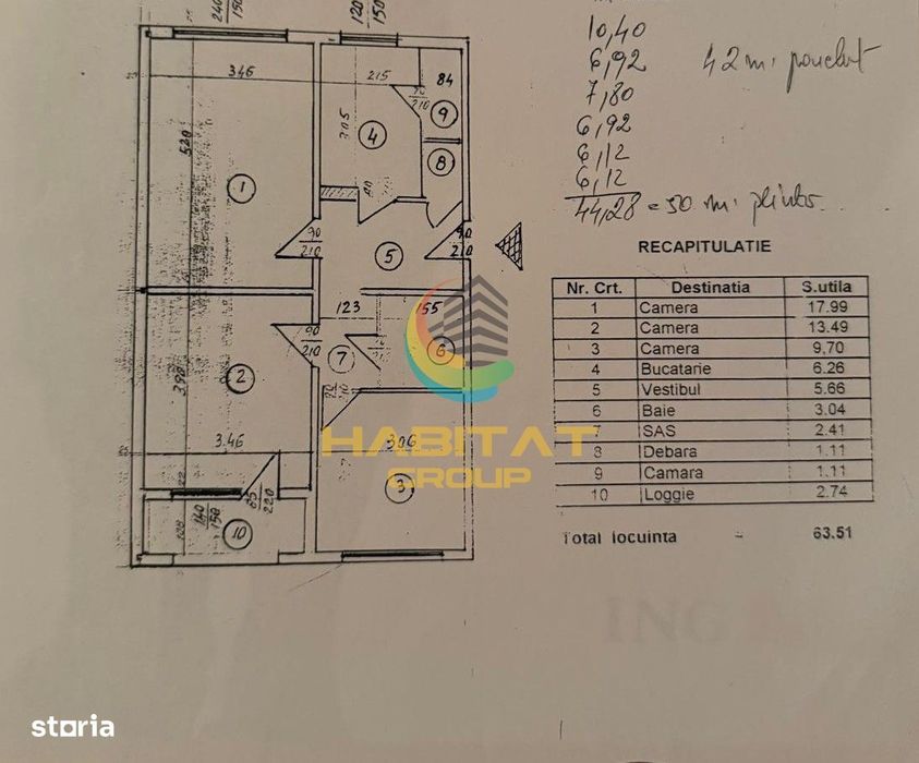 De Vanzare Apartament 3 Camere 63.51mp Zona Brancoveanu