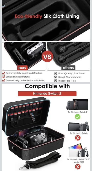 Продавам ivoler Case Compatible with Nintendo Switch 2 Model 2025, Deluxe Hard Carry Case Protective Portable Protective Case for Switch 2 Console