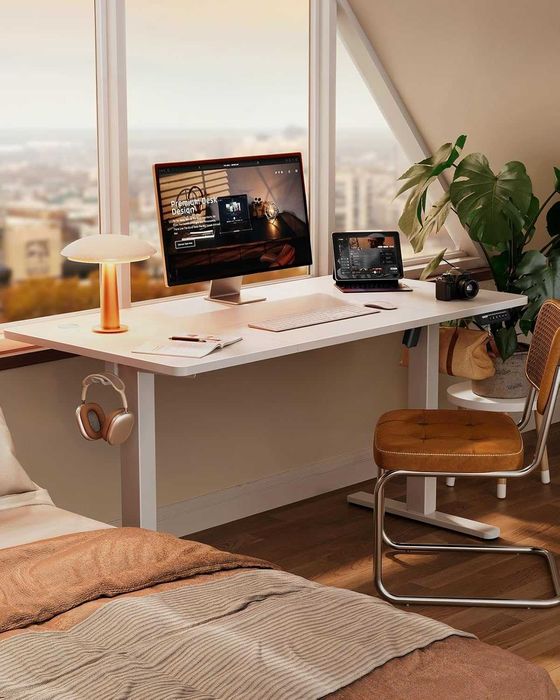 LIVRARE GRATUITA - Birou reglabil electric 140x70 cm – standing desk cu memorie, office