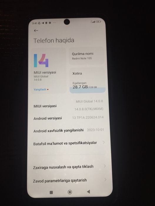Redmi note 10S 8/128.g haloti yaxshi