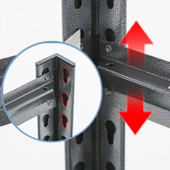 Подвальный металлический стеллаж с прочными регулируемыми полками