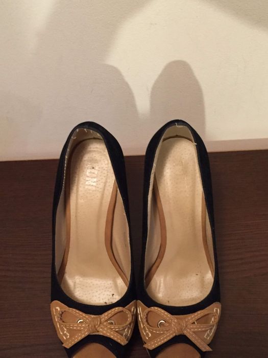 Pantofi dama cu toc, negru-maro, marime 36