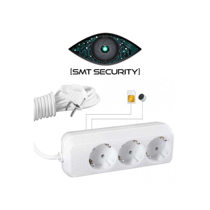 Microfon Spion Profesional cu Cartela GSM, Integrat in Prelungitor Clasic 220V Triplu – Activare Vocala SMT SECURITY