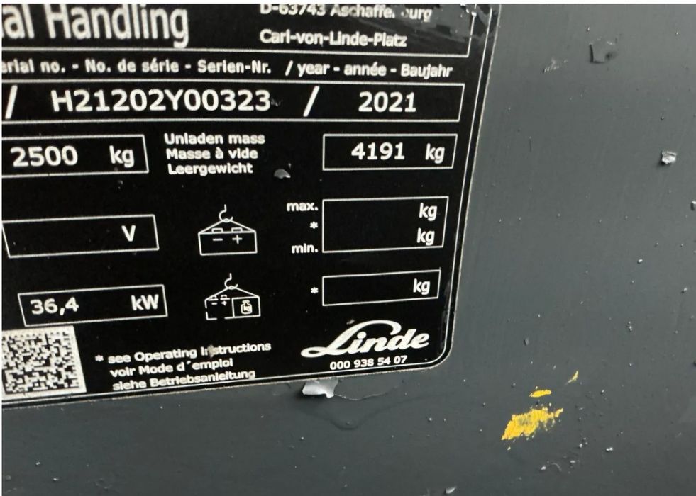 2021  Motostivuitor GPL Linde H25T-01  Seria Noua 1202 | Triplex 7600 Ore Full LED BlueSpot