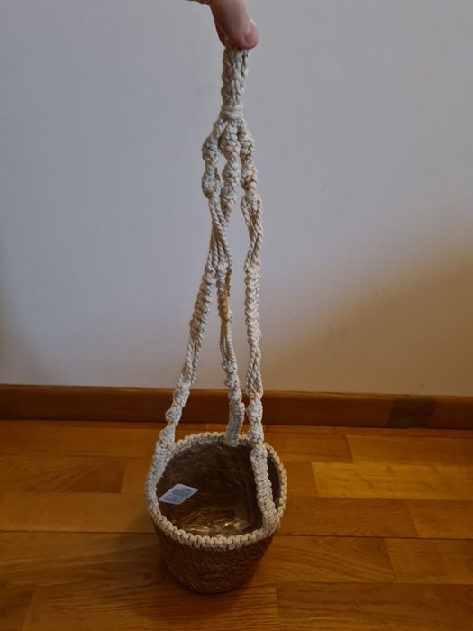 Ghiveci flori suspendat cu agatatoare, impletit