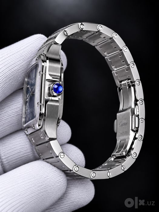 Cartier santos — blue dial watch