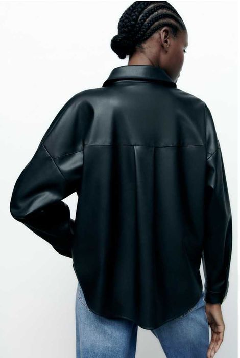 Zara кожена връхна риза яке, размер S овърсайз
