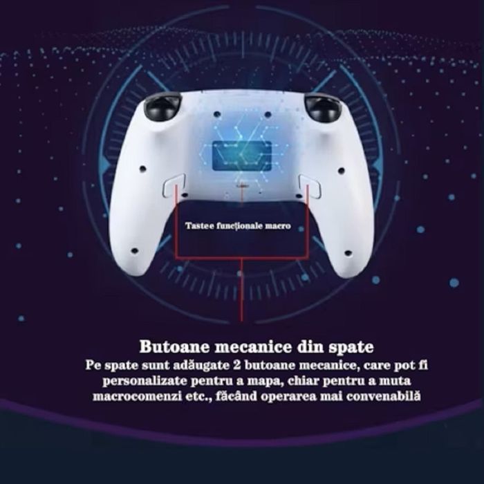 Controller Gamepad Manetă Wifi Macvi® pt PS4/PS5,Alb Vibratii,Difuzor