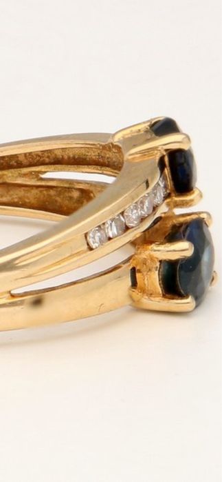 Inel aur18ct cu safir si diamante