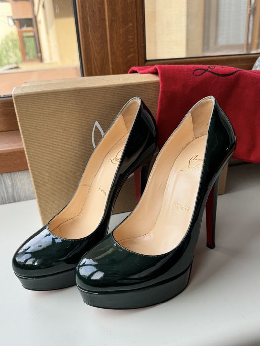 Pantofi toc Louboutin Bianca verde inchis lac 37