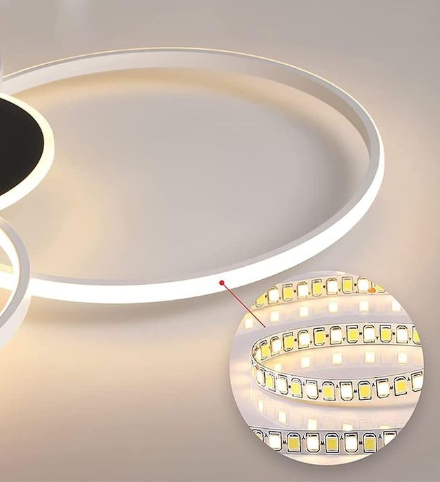 Модерна LED таванна лампа черно и бяло 100×86 см 96W + дистанционн