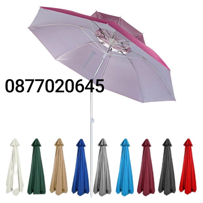 Градински чадър с двоен таван против вятър